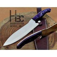 Personalisiertes Kochmesser Mit Lila-Weißem Resin-Griff #irf-786018 von HandcraftedBladesCo