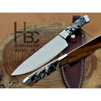 Spiegelpoliertes J2 Stahl Kochmesser Mit Black'n'white Harz Griff #irf-786010 von HandcraftedBladesCo