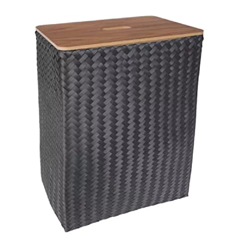 Handed By Grand superb & lid Basket Rectangular Dark Grey superb with Wooden lid Handed By Grand superb & lid Basket Rectangular Dark Grey superb with Wooden lid von Handed By