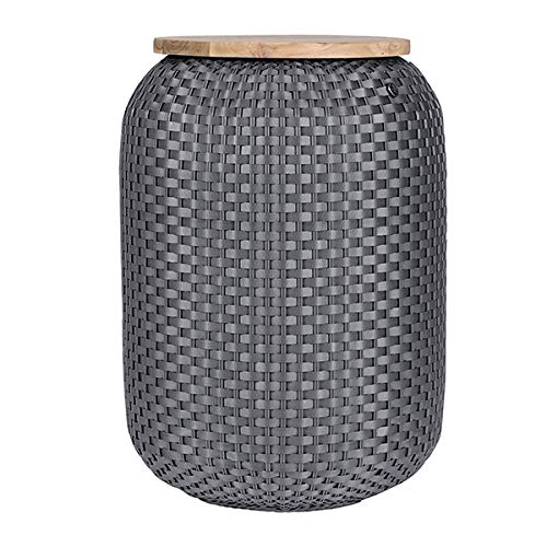Handed By - Halo high Storage Basket Dark Grey with Wooden Plate - Beistelltisch - Höhe 62 cm x Durchmesser 43 cm Handed By - Halo high Storage Basket Dark Grey with Wooden Plate - Beistelltisch - Höhe 62 cm x Durchmesser 43 cm von Handed By