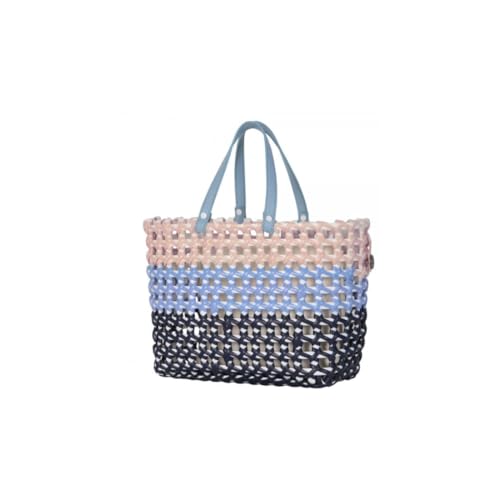 Maze mini Handbag Fat Strap Lagoon Blue Mix Size S with PU Handles and Detachable Clutch von Handed By