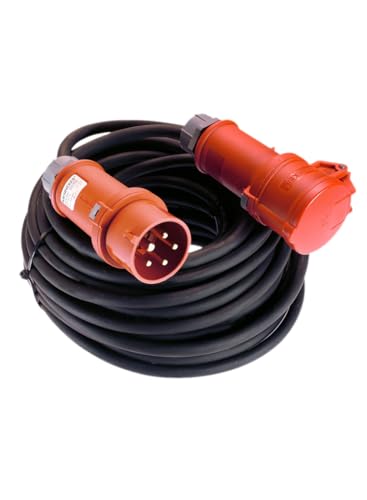 CEE-Stromkabel 16 A 5-polig, Querschnitt 2,5 mm Verlängerungskabel Starkstromkabel Kraftstromkabel Starkstromverlängerung Gummiverlängerung H07RN-F 5G, spitzwassergeschützt IP 44-10 m von Handelskönig
