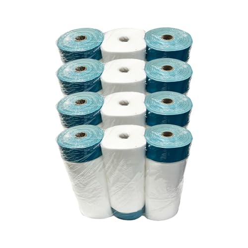 Handelskönig 12 x Gewebe-Masker Extra 1400 mm x 20 m Abdeckfolie Folie UV-Band mit extra breitem Klebestreifen von Handelskönig