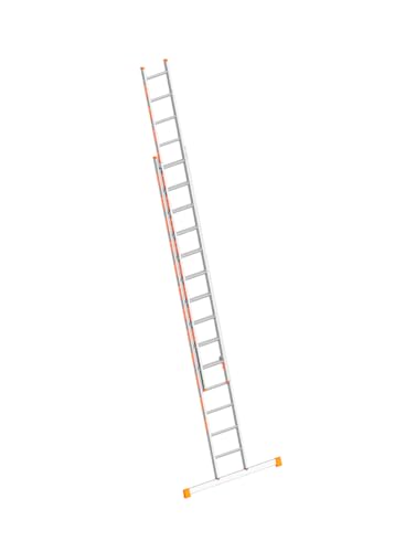 Layher Schiebeleiter 2 x 14 Sprossen / 400 cm - 710 cm Länge Leiter Stehleiter TOPIC zweiteilig Alu Aluminiumleiter Bauleiter Anlegeleiter von Handelskönig