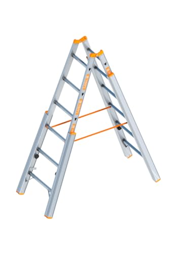 Layher Treppenstehleiter 6 Sprossen / 185 cm Länge Stehleiter Leiter 1061 Treppenleiter Bauleiter verstellbar von Handelskönig