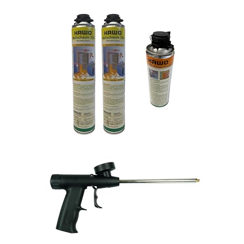 Pistolenschaum Set 2 x Pistolenschaum 750 ml + 1 x Reiniger + 1 x Schaumpistole Bauschaum Füllschaum Dämmschaum von Handelskönig