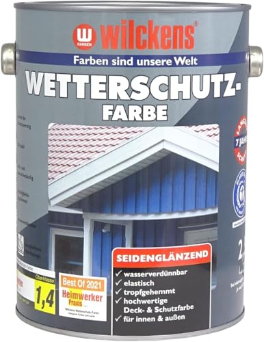 Wetterschutzfarbe 2,5 l Anthrazitgrau Farbe ca. 25 m² Holzfarbe Innen Außen Wilckens Deckfarbe von Handelskönig