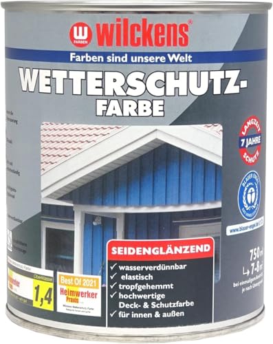 Wetterschutzfarbe 750 ml Reinweiß Farbe ca. 7,5 m² Holzfarbe Wilckens Anstrich Deckfarbe von Handelskönig