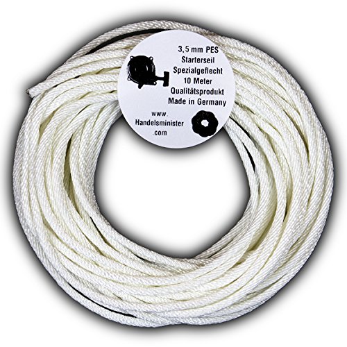 Handelsminister.com 10m Starterseil Spiralflechtung in Erstausrüsterqualität Verschiedene Durchmesser PES Polyester 2/3/3,5/4/4,5/5/6mm, Durchmesser:3.5mm weiß von Handelsminister.com