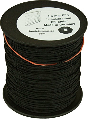 Handelsminister.com Jalousieschnur Plisseeschnur 100m Zugschnur für Plissee Raffrollo Jalousie Ersatzschnur, Farbe:schwarz, Durchmesser:1.4mm von Handelsminister.com