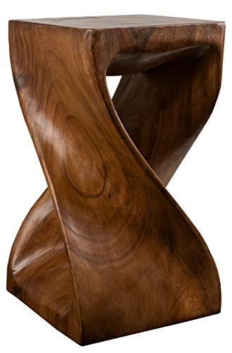 Handelsturm Gedrehter Hocker 50 x 28 x 28 cm, Sitz Blumenständer Tisch massiv Holz Design, Beistelltisch braun von Handelsturm