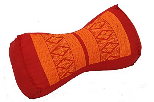 Handelsturm Ergonomisch geformtes Kissen, 30x15x10 cm, festes Kissen als Stützkissen für Entspannung Massage und Meditation, Nackenkissen. Füllung aus Kapok. Thai Design (rot & orange) von Handelsturm