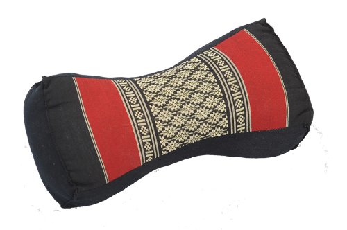 Handelsturm Thai Nackenkissen festes Kissen für Entspannung Massage und Meditation mit Füllung aus Kapok 30x15x10 cm schwarz & rot von Handelsturm