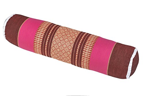 Handelsturm Thaikissen Nackenrolle 50x13 mit Füllung aus Kapok Yoga Bolster Yogakissen Rolle Feste Kissenrolle (Burgunder & pink) von Handelsturm