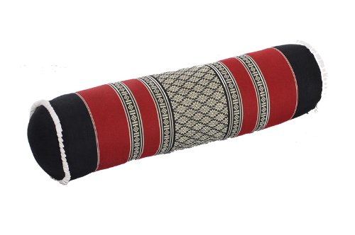 Handelsturm Thaikissen Nackenrolle 50x13 mit Füllung aus Kapok Yoga Bolster Yogakissen Rolle Feste Kissenrolle (Thaimuster schwarz-rot) von Handelsturm