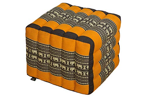 Handelsturm Thaikissen Quader/Würfel 40 x 45 x 50 Positurkissen Hocker Fußhocker Lagerungskissen Polsterhocker (Elefanten orange) von Handelsturm