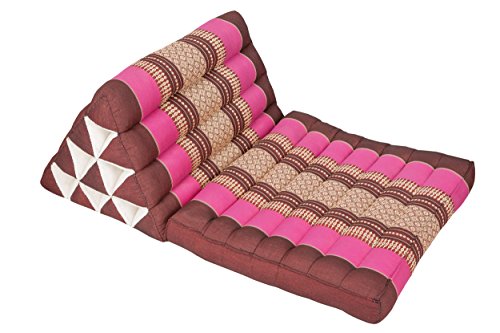 Handelsturm Thaikissen mit Dreieck und 1 Auflage, Bodenkissen aus Thailand, buntes Kissen mit Füllung aus Kapok, Sitzkissen aus Asien pink und rot von Handelsturm