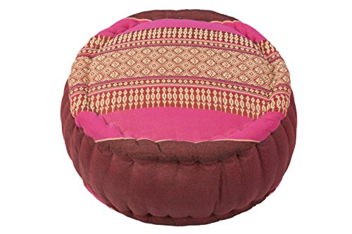 Handelsturm Zafu Meditationskissen mit Füllung aus Kapok 34 x 15 buntes Kissen für Sitzmeditation Lotussitz oder Zen Meditation (Thaimuster Burgunder-pink) von Handelsturm