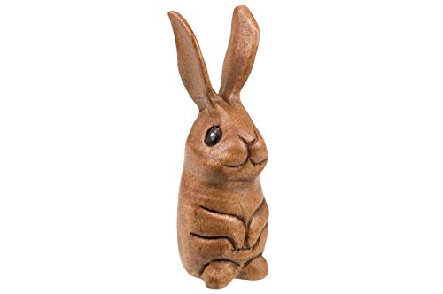 Holzfigur Hase handgeschnitzte Dekofigur für Ostern ca. 11 x 4 cm Osterhase aus Holz von Handelsturm