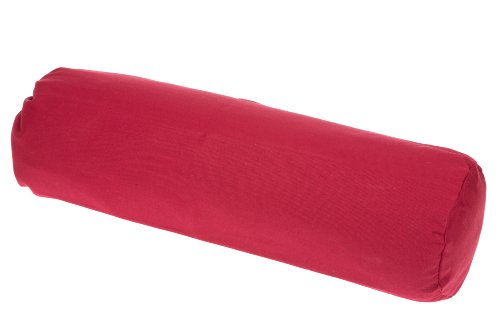 Kissen Rolle 50x14 cm, Nackenrolle mit Füllung aus natürlichem Dinkelspelz mit abnehmbarem Bezug aus Baumwolle, rot von Handelsturm