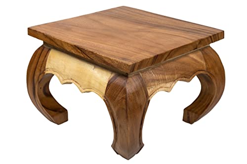 Opiumtisch 35x35x30 cm Massivholz Handarbeit, Natur. Als Beistelltisch, Hocker oder Tisch für Pflanzen von Handelsturm