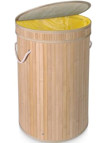 Handfill Gelber Sack Ständer aus Bambus - praktischer Müllsackständer für gelbe Säcke - Mülltonne ideal als gelber Sack Mülleimer nutzbar - stabiler Mülleimer gelber Sack von Handfill