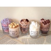Dessertkerzen/Vanilla Toffee Zuckerwatte Popcorn Bueno White Chocolate Kerzen Im Glas Handgemacht Geschenk Geburtstag von HandgemachtByJules