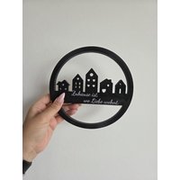 Dekoring Mit Häusern - Zum Hängen Oder Aufstellen Spruch ‚Zuhause Ist, Wo Liebe Wohnt. | Häuserring von HandgemachtbySaskia