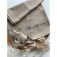 Geschirrtuch Bestickt, Küchentuch, Einzug, Umzug, Geschenkidee Eigenheim von Handgemachtesmitlieb
