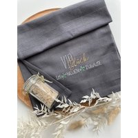 Geschirrtuch Bestickt, Küchentuch, Einzug, Umzug, Geschenkidee Eigenheim von Handgemachtesmitlieb