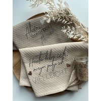 Geschirrtuch Bestickt, Küchentuch, Einzug, Umzug, Geschenkidee Eigenheim von Handgemachtesmitlieb