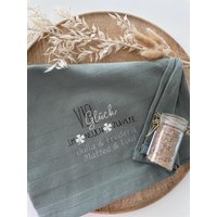 Geschirrtuch Bestickt, Küchentuch, Hochzeit , Hochzeitsgeschenk Geschenkidee Zur Hochzeit, Eigenheim, Individuell, Initialen von Handgemachtesmitlieb