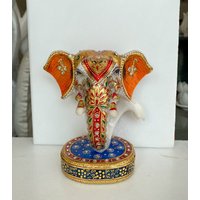 Ganesh Marmor Handgeschnitzte Statue | Kunst |Collectibles Naturweiß Geburtstagsgeschenk Hochzeitsgeschenk Steinstatue von HandicraftArtisan