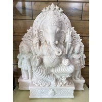 Handgeschnitzte Ganesh Statue, Stein Weißer Marmor Ganesh, Hindu Gott Geschenk, Diwali, Ganesha, Moorti von HandicraftArtisan