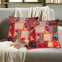 2Er Set Patchwork Kissenbezug Dekokissen Boho Sofa Sham Hand Stickerei Dekostuhl Kissen 40x40 cm Rot 2Er Set Patchwork Kissenbezug Dekokissen Boho Sofa Sham Hand Stickerei Dekostuhl Kissen 40x40 cm Rot von HandicraftBazarr