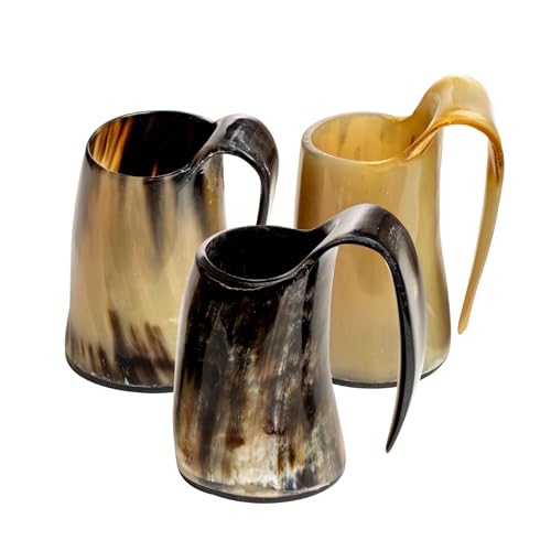 Set mit 3 Whisky Schnapsgläsern Real Horn Mug Cup Ale Bier Weinglas Becher von Handicrafts Home USA von Handicrafts Home