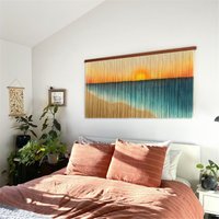 Sonnenaufgang Makramee Wandbehang, Seaside Dip Dye Wandteppich, Boho Gewebter Großer Moderne Faser Kopfplatte, Bedeutungsvolles Geschenk, Home Wall von HandiworkWallDecor