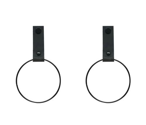 Handles and More - 2 x Handtuchring mit Lederschlaufe - Vintage Schwarz - Größe S - Durchmesser 10 cm - inkl. Befestigungsmaterial - Handtuchhalter aus echtem Leder - Halterung für Handtücher Handles and More - 2 x Handtuchring mit Lederschlaufe - Vintage Schwarz - Größe S - Durchmesser 10 cm - inkl. Befestigungsmaterial - Handtuchhalter aus echtem Leder - Halterung für Handtücher von Handles and more