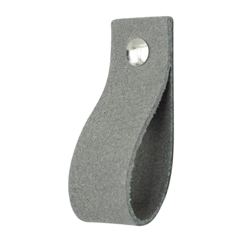 Handles and More - 4 x Ledergriffe für Möbel - Suede Grau - Größe S 15,8cm - inkl. 3 Schraubenfarben - Schrankgriffe Leder - Türgriffe Leder - Ledergriffe für Schuhschrank & Schublade - Lederschlaufen von Handles and more