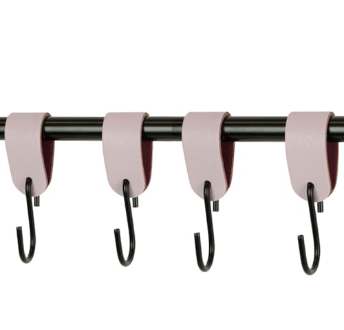 Handles and More - 4x S Haken für Kleiderstangen - Violett Lila - Größe M - für max. Durchmesser 38mm - Kleiderhaken mit Lederschlaufe - Garderobenhaken aus echtem Leder - Fleischerhaken für Garderobe Handles and More - 4x S Haken für Kleiderstangen - Violett Lila - Größe M - für max. Durchmesser 38mm - Kleiderhaken mit Lederschlaufe - Garderobenhaken aus echtem Leder - Fleischerhaken für Garderobe von Handles and more