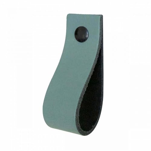 Handles and More - 6 x Ledergriffe für Möbel - Blassgrün - Größe XS 12,6cm - inkl. 3 Schraubenfarben - Schrankgriffe Leder - Türgriffe Leder - Ledergriffe für Schuhschrank & Schublade - Lederschlaufen von Handles and more