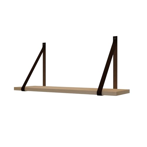 Handles and More - Regalhalterung aus Leder - 2 x Regalträger aus Leder - Regalhalter für Wandregal - Dunkelbraun - Geeignet für eine Regalbreite von 19-24 cm - Tragfähigkeit bis zu 15 kg Handles and More - Regalhalterung aus Leder - 2 x Regalträger aus Leder - Regalhalter für Wandregal - Dunkelbraun - Geeignet für eine Regalbreite von 19-24 cm - Tragfähigkeit bis zu 15 kg von Handles and more