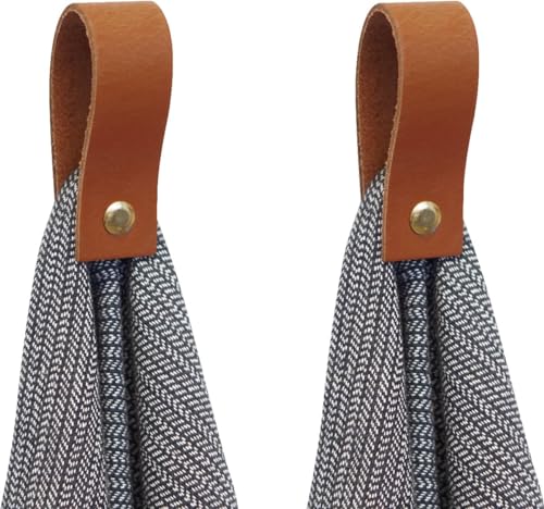 Handles and more - 2 x Handtuchhaken magnetisch - Cognac - 2,5 x 7,4 cm - inkl. Befestigungsmaterial - Handtuchhalter aus echtem Leder - Magnetschlaufe für Handtücher & Geschirrtücher - Wandhaken von Handles and more