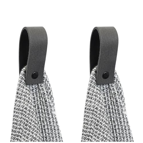 Handles and more - 2 x Handtuchhaken magnetisch - Dunkelgrau - 2,5 x 7,4 cm - inkl. Befestigungsmaterial - Handtuchhalter aus echtem Leder - Magnetschlaufe für Handtücher & Geschirrtücher - Wandhaken von Handles and more