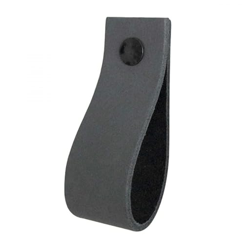 Handles and more - 4 x Ledergriffe für Möbel - Dunkelgrau - Größe M 19 cm - inkl. 3 Schraubenfarben - Schrankgriffe Leder - Türgriffe Leder - Ledergriffe für Schuhschrank & Schublade - Lederschlaufen von Handles and more