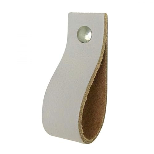 Handles and more - 8 x Ledergriffe für Möbel - Hellgrau - Größe XS 12,6cm - inkl. 3 Schraubenfarben - Schrankgriffe Leder - Türgriffe Leder - Ledergriffe für Schuhschrank & Schublade - Lederschlaufen von Handles and more