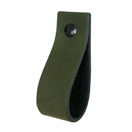 Handles and more - 8 x Ledergriffe für Möbel - Khaki - Größe M 19 cm - inkl. 3 Schraubenfarben - Schrankgriffe Leder - Türgriffe Leder - Ledergriffe für Schuhschrank & Schublade - Lederschlaufen von Handles and more