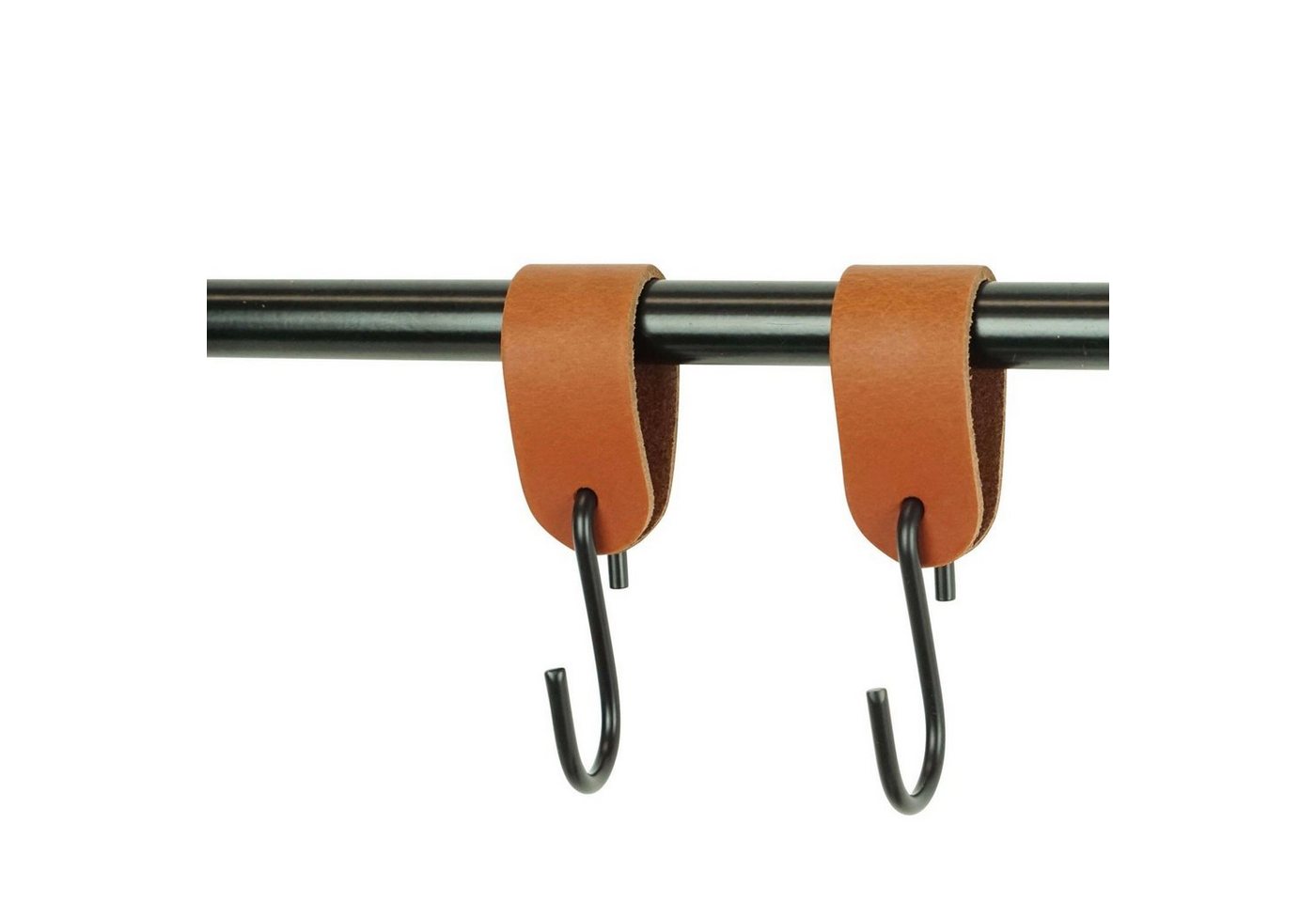 Handles and more S-Haken Leder Aufhänger Grösse S 2er Set cognac von Handles and more