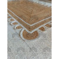 8x10 Weißer, Gewebter Juteteppich, Zierteppich, Natürlicher Jute Teppich, Handgewebter Juteteppich von HandloomRug