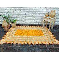 Natürlicher Jute Teppich, Boho Handgewebter Juteteppich, Benutzerdefinierter Dekorativer Teppich von HandloomRug